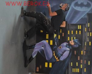 graffiti mural 3d batman subiendo edificio